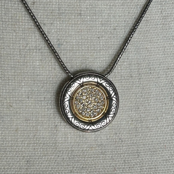 Brighton Sun Drop Necklace Two-tone Silver Plated Crystals 19" - Picture 2 of 9